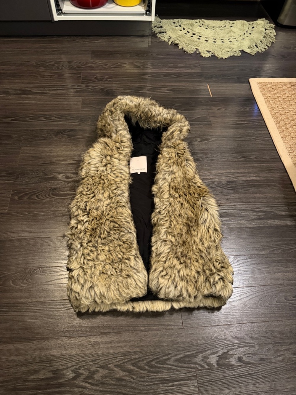 Sunday Best Faux Fur Hooded Vest in Gray and Black